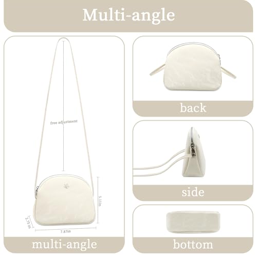 White Crossbody Bags For Women, Adjustable Strap PU Leather Shoulder Bag, Velvet Exterior, Travel Purses Anti Theft Crossbody, Designer Cell Phone Bag Wallet Purses4