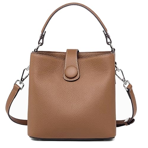 Bolsa pequena feminina de couro legítimo, bolsa pequena para mulheres, bolsa de mão com alça superior, Marrom, Mini