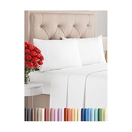 Queen Size 4 Piece Sheet Set – Comfy Breathable & Cooling Bed Sheets Set – Hotel Luxury Bedding for Women, Men, Kids & Teens – Deep Pockets, Easy Secure Fit, Soft and Wrinkle Free – Oeko-Tex – White