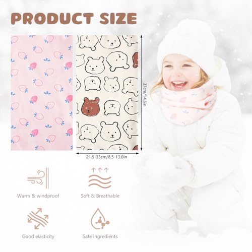 Image of SNOWIE SOFT 2Pcs Winter Scarf Headband for Outdoor Sport, 37x21cm Cotton Multi-Functional Baby Essentials Kids Neck Warmer Knitted Scarf for Toddler Baby Hair Band FaceMask Cute Newborn Gift
