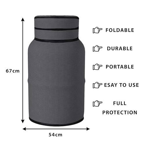 Kuber Industries Cylinder Cover | Cylinder Tank Cover | Cylinder Cover for Kitchen | Gas Cylinder Cover | PVC LPG Cylinder Cover | Foldable Cylinder Cover | Mini Check | Grey