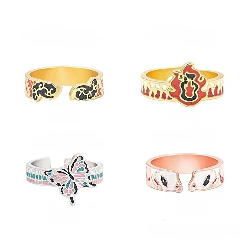 FunBoat Zenitsu Anime Finger Rings - Anime Characters Cosplay Adjustable Open Ring - Christmas Fashion Jewelry Gifts for Women Men and Fans (Zenitsu Ring) - Thumbnail 4