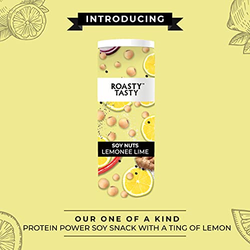 Image of Roasty Tasty Roasted SOYA Nuts Lemonee Lime Flavour Diet Snacks Food for Weight Loss Multigrain Superfood Soyabean Roasted Snack Combo Pack of 2-300gm (150gm Each)