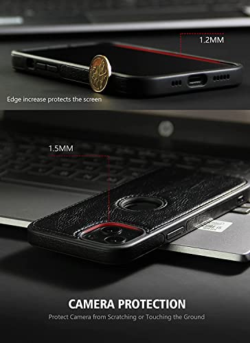 Image of MIDOS Back Cover Compatible with iPhone 13 Leather Case Flexible Slim Cover for iPhone 13 (Black)