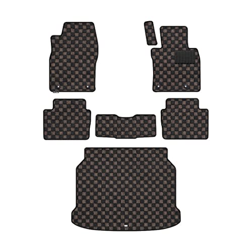 Hotfield マツダ 互換品 新型 マツダ3 MAZDA3 フロアマット+トランクマット ラゲッジマット/チェックブラウン / 形状4 4WD FASTBACK ハッチバック