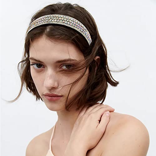 Yission 2 Pcs Rhinestone Headbands For Women, Glitter Crystal Headband Fashion Jeweled Headbands For Girls, Gorgeous Hair Accessories For Women Silver A/B Rhinestone #TOP1