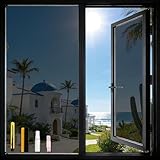 Donox One Way Privacy Window Film, Static Cling Daytime Mirror Tint for Home & Office, Blocks Heat & 99% UV, Black-Silver 17.5