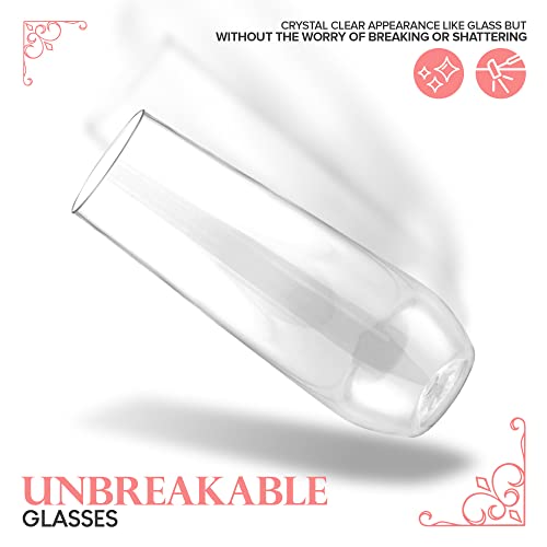 Stock Your Home Plastic Champagne Flutes Disposable, Unbreakable Stemless Mimosa Glasses Bulk For Brunch, Clear Cocktail Cups For Parties, Wine, Wedding Toast, Bridal Shower, 9 Ounce (12 Pack) #TOP3