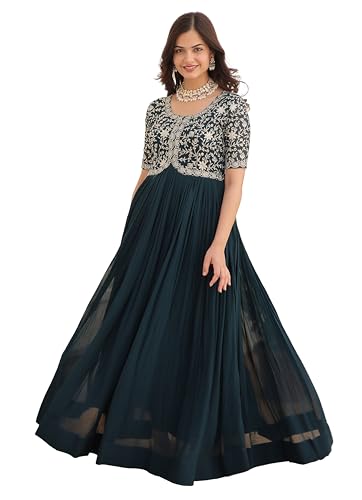 Image of Fashion Basket Georgette Embroidered Anarkali Gown for Women