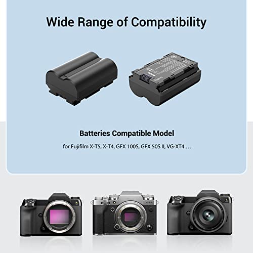 SMALLRIG Baterías Compatible con NP-W235 de Repuesto para Cámara (2 Pack) y Juego de Cargador de Pantalla LCD,Recargable para Fujifilm GFX 50S II,GFX 100S,para Fujifilm X-T4,VG-XT4,X-T5X-H2S- 3822 - imagen 3
