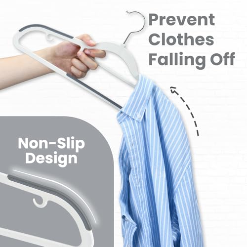 Plastic Hangers 30 Pack, Slim Hangers Non Slip for Closet, Non-staining Space Saving Hanger, 17.1 inches Coat Hanger Heavy Duty Hanging Dry Wet Clothes, Gray - Image 5
