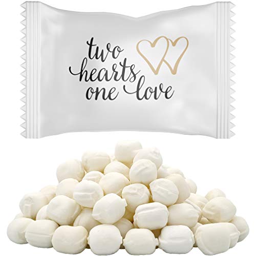 Valentine's Two Hearts One Love Wedding Buttermints, Mint Candies, After Dinner Mints, Butter Mint Candy, Fat-Free, Individually Wrapped (55 Pieces) #TOP10