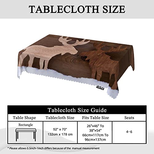 Swono Moose Tablecloths Snow Wooden Deer Moose Christmas Reindeer Kitchen Dinning Tabletop Decoration, Polyester Table Cover For Indoor Outdoor 50X72 Inch Tablecloth #TOP4