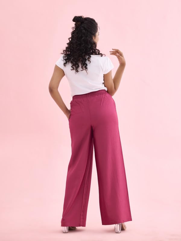 Image of GO COLORS Soft Viscose & Linen Blend Linen Palazzo Full Length for Women| Breathable, Mid Rise