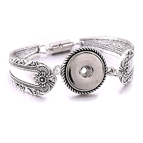 Snap Jewelry Bracelet Magnetic Metal 18Mm Snap Button Bracelet Bangle For Women Interchangeable Charm Bracelet (Set-1, Zinc Alloy) #TOP4