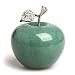 Hongjintian Natural Green Aventurine Carved Apple Figurine Statue with Alloy Leaf Healing Stone for Christmas Gifts AVG.1.68Inch Diameter (Green Aventurine)
