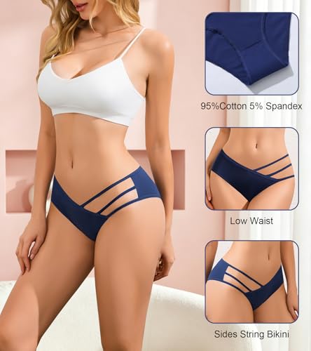 Image of Eiggam Women's Cotton Bikini Panties,High-Cut Full Coverage Stretch Cool Underwear for Women