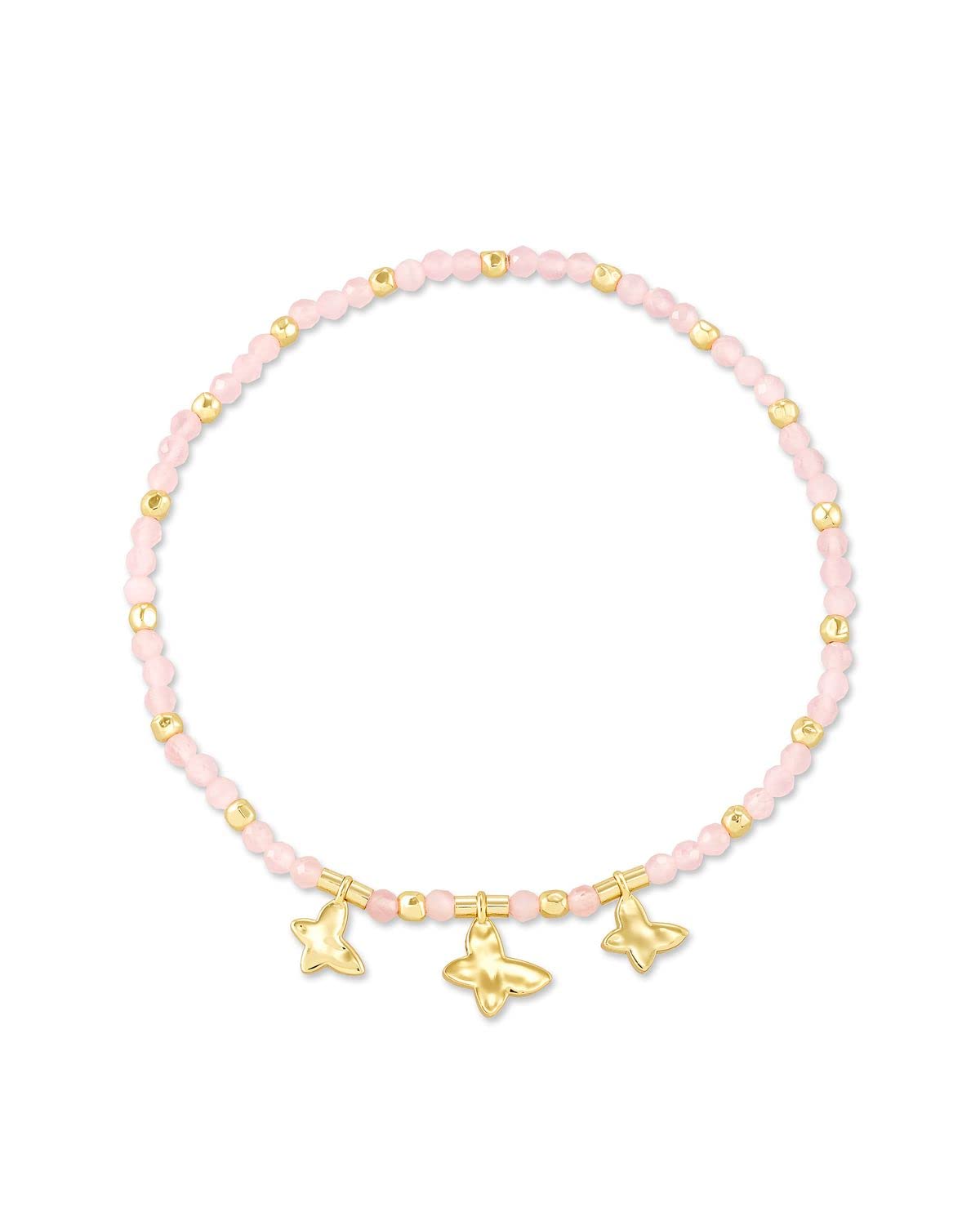 Kendra ScottLillia Butterfly Stretch Bracelet in 14k Gold-Plated Brass, Fashion Jewelry for Women, Pink Cats Eye, Adjustable, Brass Metal