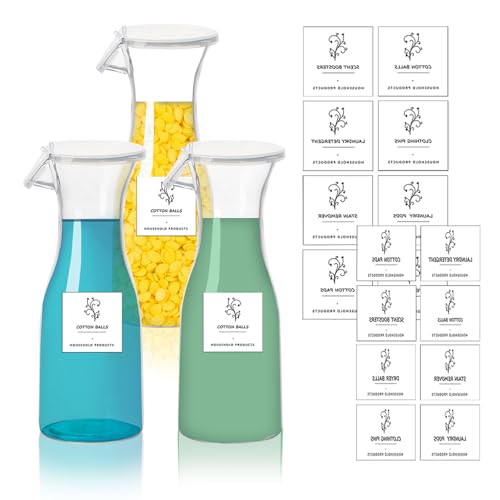 Laundry Liquid Dispenser,3Pcs Laundry Detergent Dispenser,Small Fabric Softener Storage Bottle,Reusable Washing Powder Storage Containers With 16 Waterproof Label For Laundry Room Organization - Image 8