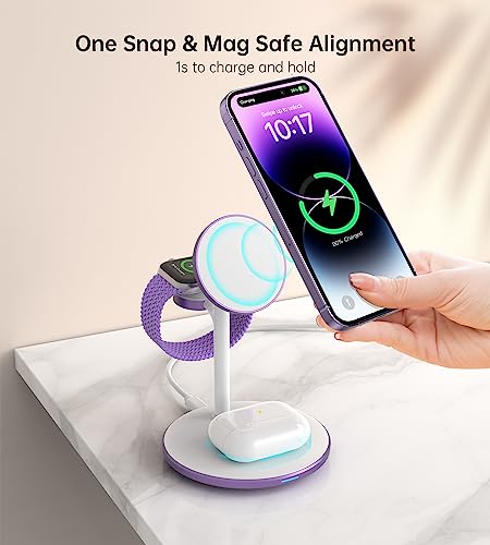 Image of XooFly 3 in 1 Magnetic Wireless Charging Station for Apple Devices,15W