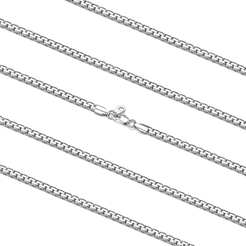 FaithHeart Mens Black/Silver/Gold Stainless Steel Flat Box Link Chain Necklace, Stylish 2/4/6/8mm Width Box Chains Necklaces for Men Non Tarnish Hip Hop Chain Jewelry Gifts,14"-30" Length 14