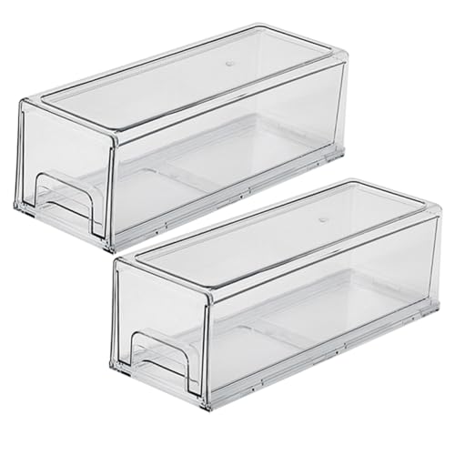 HYTROVE 2個 冷蔵庫収納ボックス 透明 抽?式積み重ね可能 製 冷凍食品保存用多機能フードストレージケース キッチン整理整頓 冷蔵庫 冷凍庫