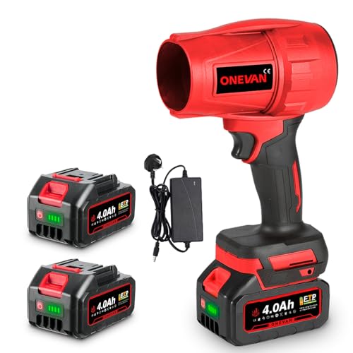 Turbo Jet Blower Cordless Leaf Blower - Brushless Mini Air Blower, Max Blowing Force 1.2kg, 358 MPH Airspeed 28000RPM, with 2x4.0Ah Battery Handheld Leaf Blower for Blowing Leaves and Dust