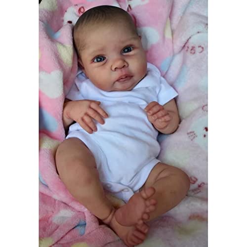 CLXFDJ 20 Zoll Reborn Babypuppe Realistisch Neugeborenes 50CM Kleinkind Junge Weicher Stoffkörper Blaue Augen… – Bild 8