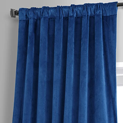 Image of HPD Half Price Drapes Signature Plush Velvet Blackout Curtains for Bedroom (1 Panel), 50W X 84L Hotel Black Out Curtains for Living Room, Thermal Insulated Blackout Curtains, Babylonian Blue