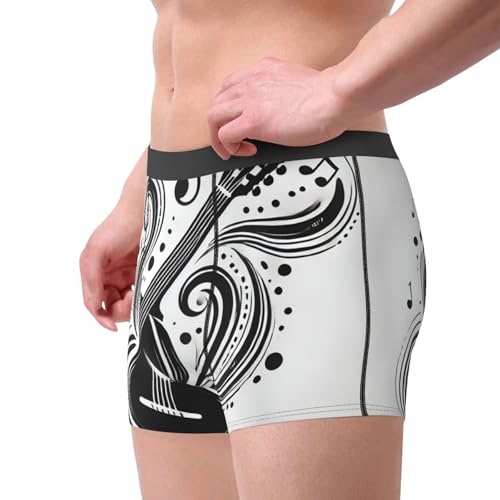 Men's Boxer Briefs, Elastic Dancing Guitar Notes Print Boxer Shorts, Soft Breathable Underwear for Everyday Wear,4