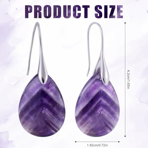 Agate Tear Beads Dangle Earrings, High Luxury Natural Stone Teardrop Fish Hook Earrings Elegant Trendy Pendant Drop Ear Jewelry for Women2