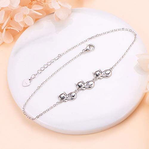 Image of S925 Sterling Silver Anklet for Women Adjustable Plus Foot Ankle Bracelet