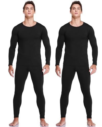 JZCreater 2Pack Thermal Underwear for Men, Mens Long Johns Thermal Underwear Set, Fleece Lined Base...