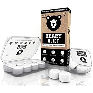 Reusable Ear Plugs for Sleeping by Beary Quiet 6 Pairs Free Case Custom Fit Soft Silicone Earplugs The Best Ear Plugs…