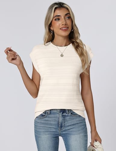 Image of Hody Lovy Women's Sweater Vest Striped Pullover Tank Top Mock Neck Sleeveless 2025 Trendy Summer Fall Casual Clothes