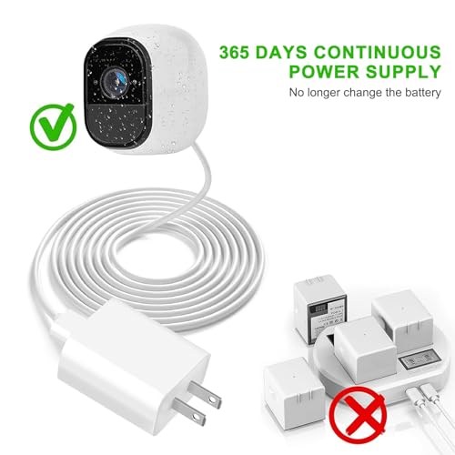 2 Pack 13FT Power Adapter - Arlo Compatible Charger for Pro, Pro 2, Q, Essential Spotlight, GO Indoor (not Go 2), Wyze Cam Pan, Blink Mini