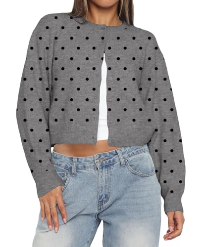 KIGRAD Women Y2k Polka Dot Button Up Open Front...