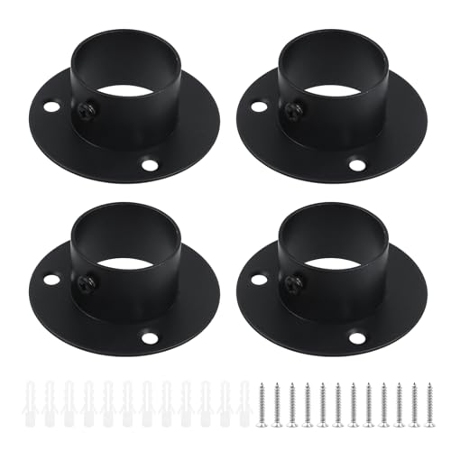 Pastlla 4 Pcs Stainless Steel Closet Rod Holder, Rod Support Stand for Wardrobe Top Mounting Bracket, Shower Curtain Pipe Socket Bracket Support, Flange Rod Holder (1.5