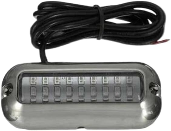 2PCS 27LED Blue White Red Stainless Waterproof Lights Underwater Pontoon Compatible With Marine Boat Transom Blue Light Saig Lamp 50W(White-2PCS)