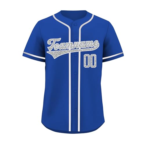 Bling Glitter Custom Baseball Jersey for Men Stitched Customize Personalized Softball Shirts Name Team Number Sport Uniform