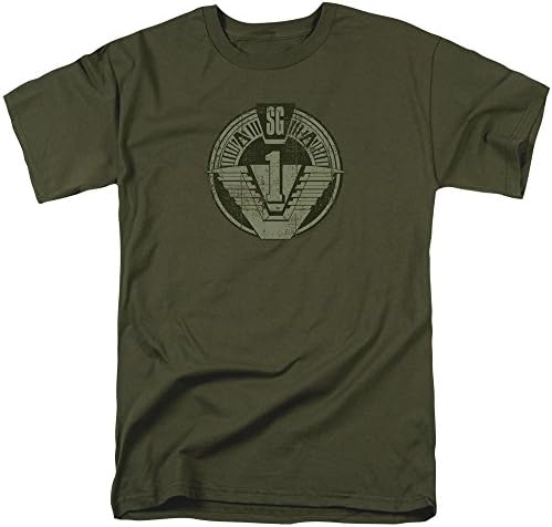 Stargate Sg1 Distressed Mens Short Sleeve Shirt Military Green 2X