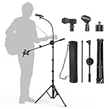 Pie de Microfono, Soporte Micrófono Pie Altura Ajustable 76cm - 203cm con 2x Clips de Micrófono, 2x Brazos de Micrófono, Adaptador de 3/8' a 1/4', para Blue Yeti Snowball, la mayoría de los Micrófonos