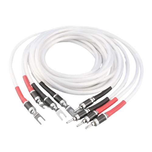 A27 7N Silver Plated HiFi Speaker Cable Banana to Spade Plug Speaker Wire for Audiophiles and HiFi Sys(Banana to Spade,1.5m)