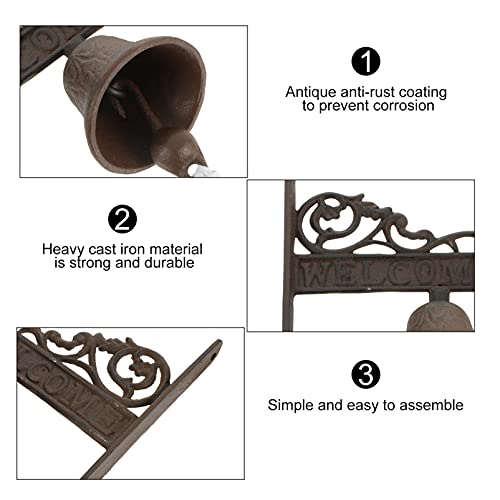 Parede Jantar Campainha de jantar de ferro antigo, porta de entrada, sino de pendurar parede, campai