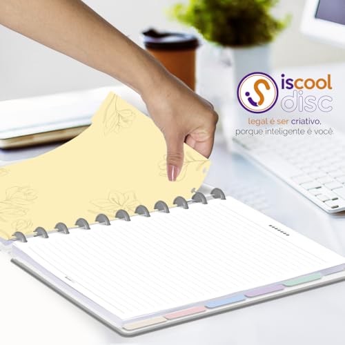 Divisórias Iscool P/Caderno De Disco G Coleções Sunny Flower