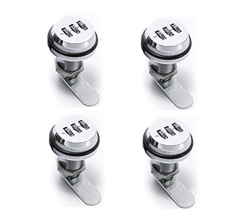 3 Digit Combination Password Lock Keyless Cam Lock Zinc Alloy Chrome Plating Coded Security Lock for Safe Locker Box Cabinet Drawer Door Chrome (4 Pack)