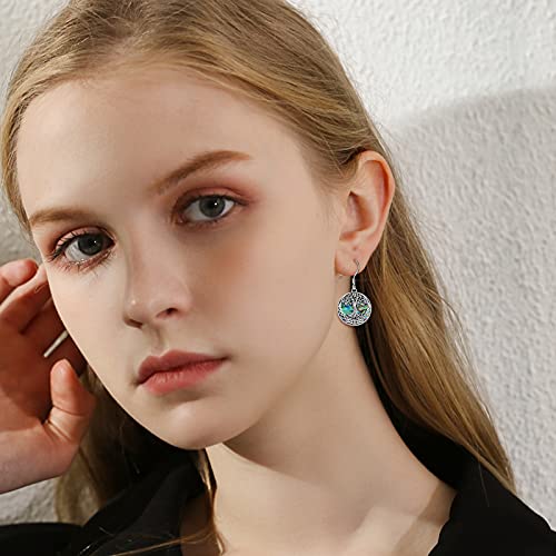 Tree of Life Earrings Sterling Silver Celtic Tree of Life Abalone Shell Dangle Drop Earrings for Women Jewelry2