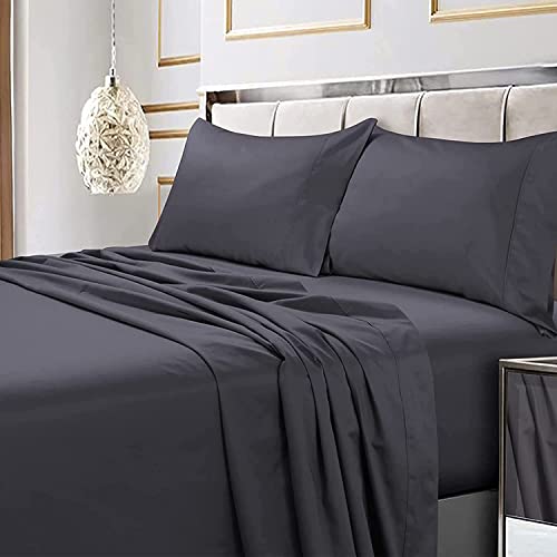 Image of Tribeca Living Queen Egyptian Cotton Sateen Sheet Set, | 600 Thread Count, 100% Egyptian Cotton, Soft Sateen Weave, Deep Pocket, 6-Piece Set, Machine Washable