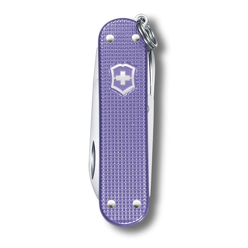 Image of Victorinox Classic SD Alox Swiss Army Knife, Compact, 5 Functions, Swiss Made Pocket Knife with Small Blade, Screwdriver and Key Ring - Electric Lavender (Purple)