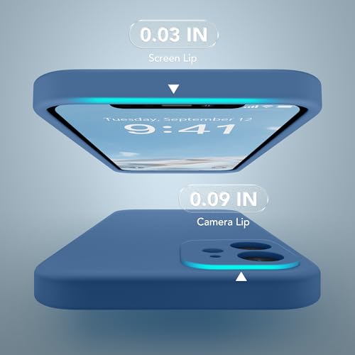 Image of Magnetic for iPhone 12 Case, Compatible with MagSafe, [Full Camera Protection][Screen Protector] Silicone Shockproof Protective Phone Case for iPhone 12 6.1 inch, Lake Blue